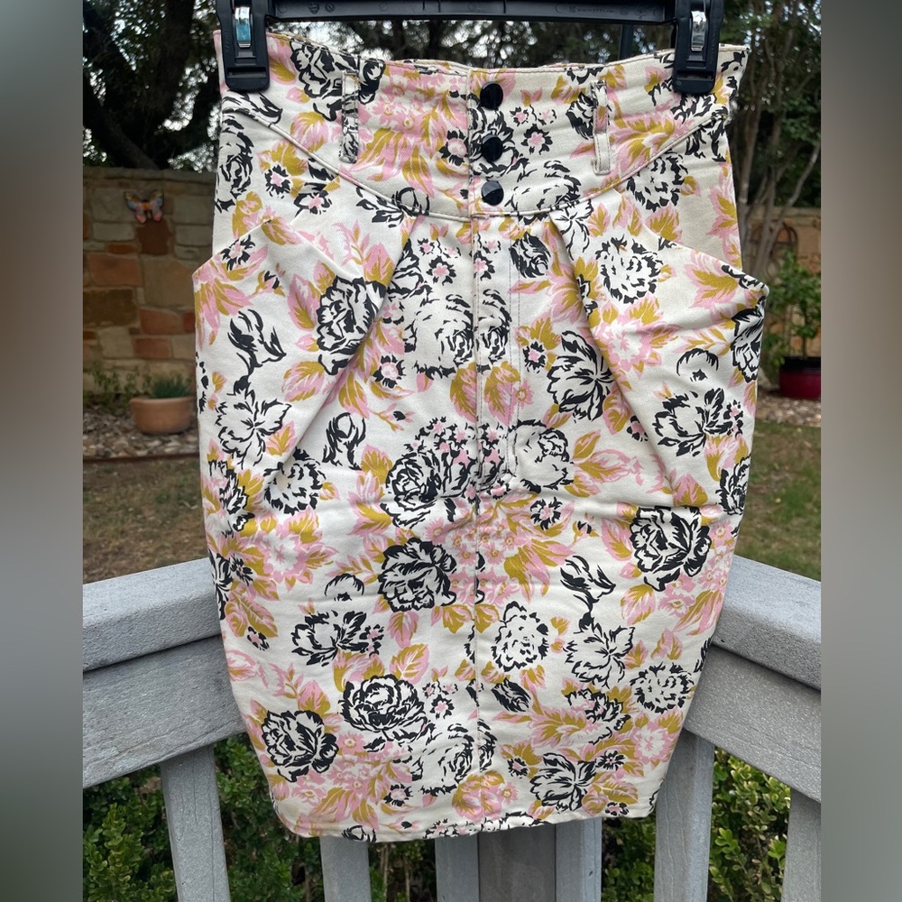 Rare Vintage (like new) Judi Rosen Denim High Waisted Floral Print Pencil Skirt